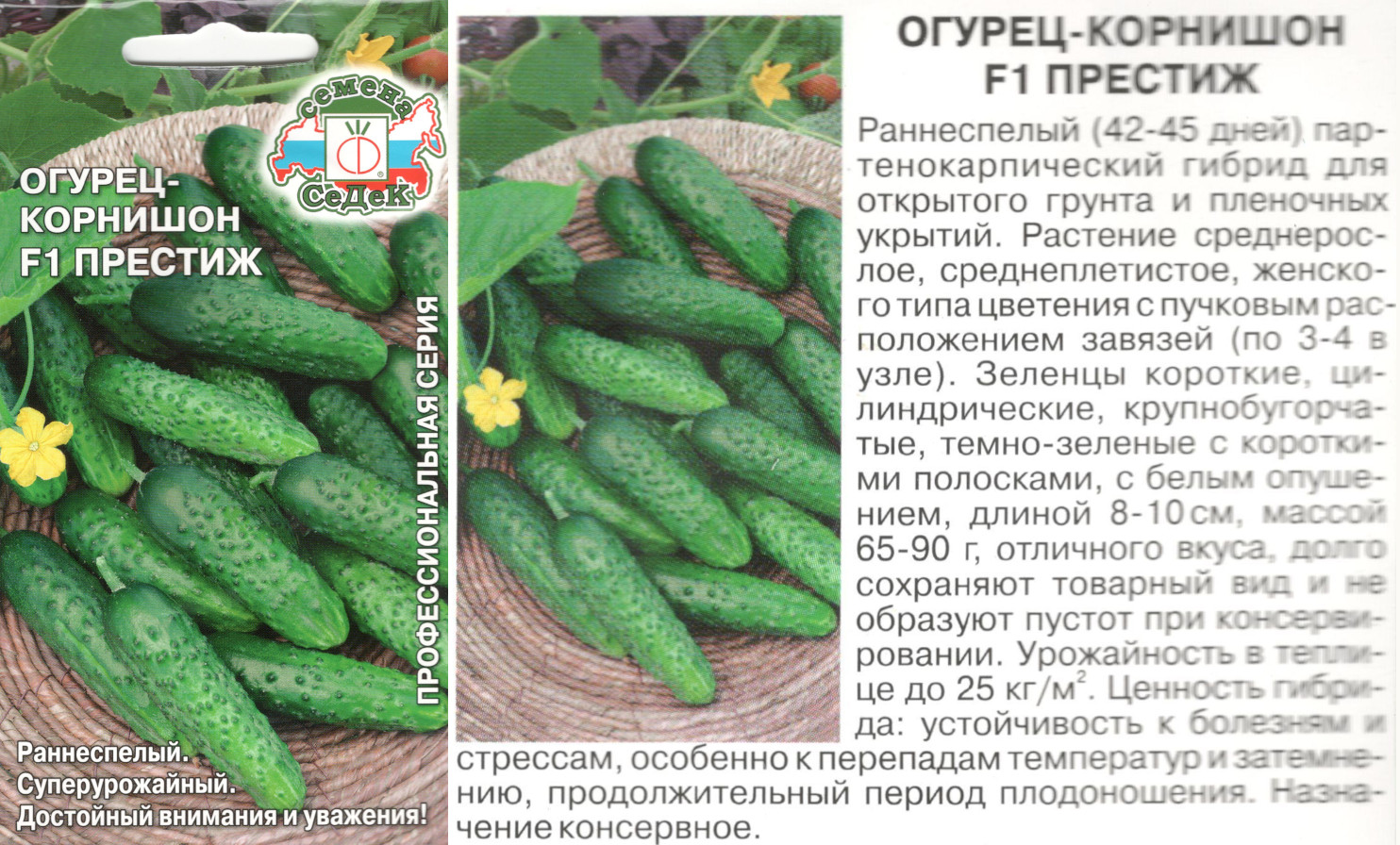 картинка Огурец Престиж 0,2 гр. корнишон $ Седек интернет-магазин "Дачник"