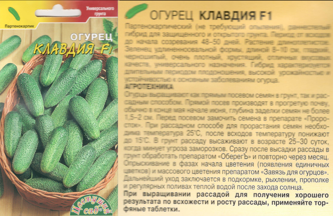 картинка Огурец Клавдия 8 шт. $ Цв.сад интернет-магазин "Дачник"