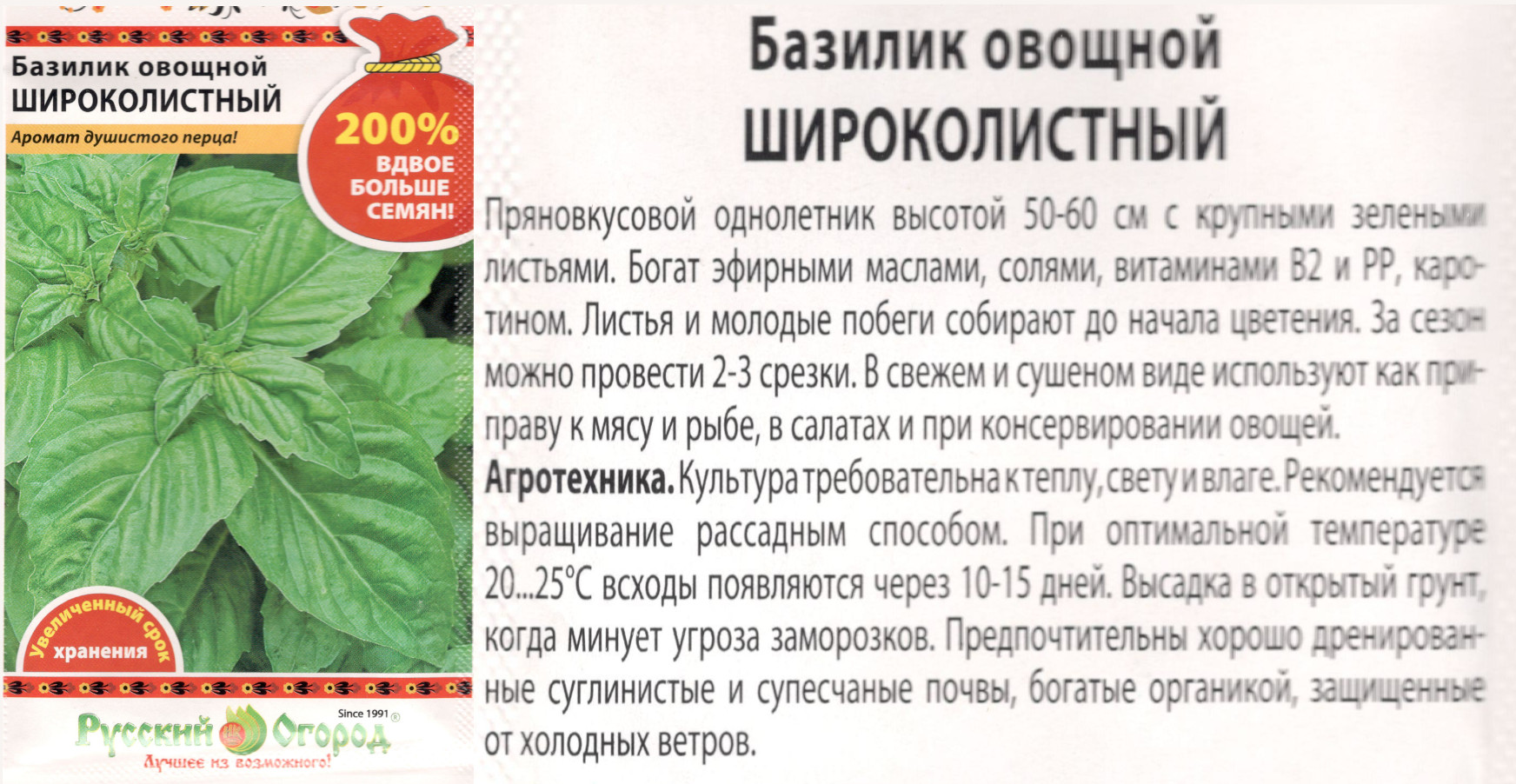 картинка Базилик Широколистный 1 гр. $ (200%) Цв.сад интернет-магазин "Дачник"