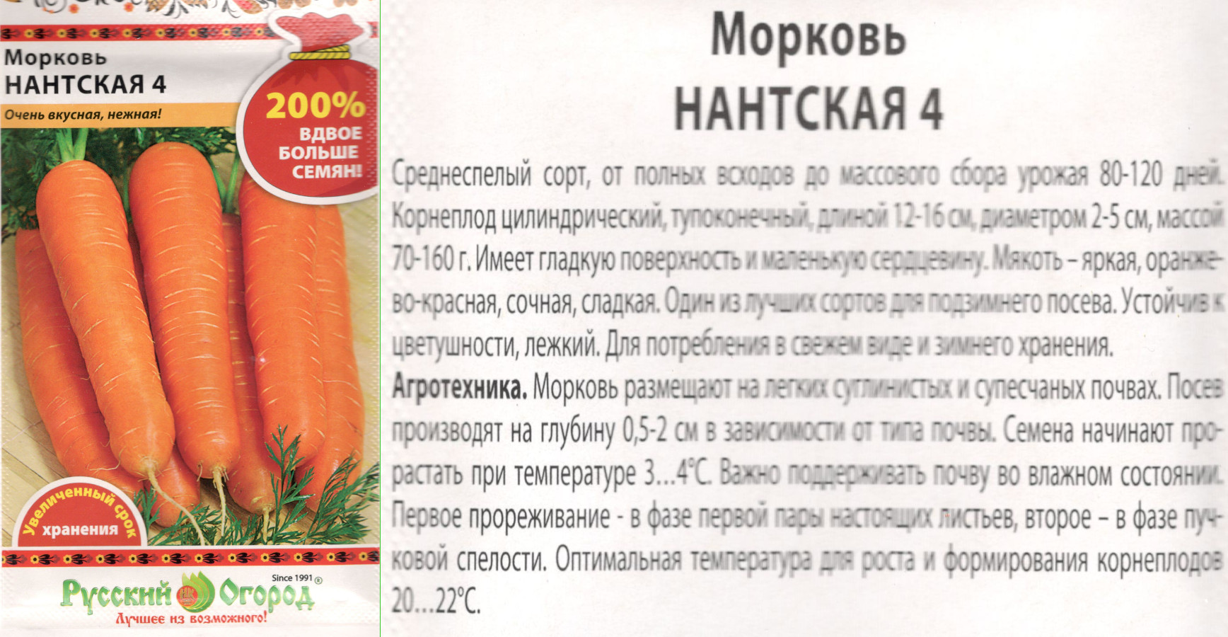 картинка Морковь Нантская 4 4 гр. $ (200%) РО интернет-магазин "Дачник"