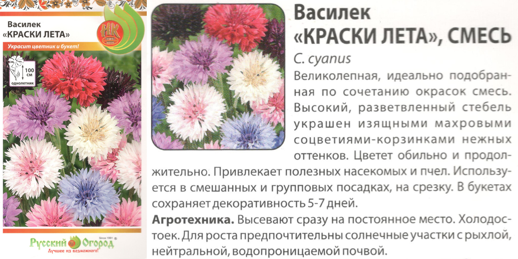 картинка Василек Краски лета 1 гр. смесь (НК) $ РО интернет-магазин "Дачник"
